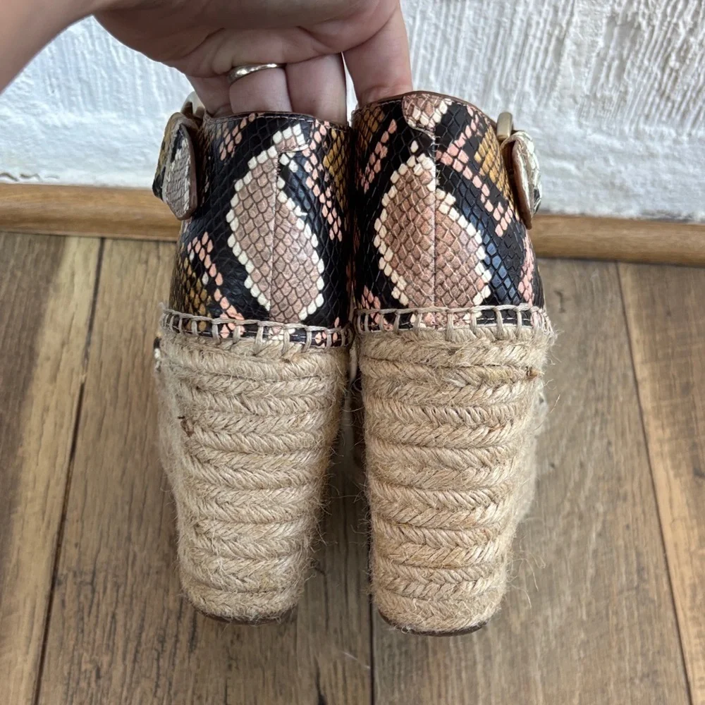 Marc Fisher Leather Snakeskin Alida Espadrille Wedge Sandal sz 9